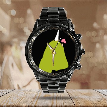 Discover Crawly Gnome Tiny Green Wizard, Funny Green Gnome Calendar Steel Band Watch