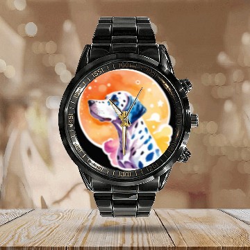 Discover Dalmatian Dog Watercolor Calendar Steel Band Watch