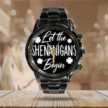 Discover Womens Let The Shenanigans Begin Drinking St Patri Calendar Steel Band Watch