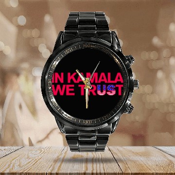 Discover In Kamala we trust - US Election 2024 Calendar Steel Band Watch