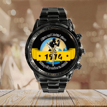 Discover 50th birthday Alive and kickin since 08/1974 Calendar Steel Band Watch