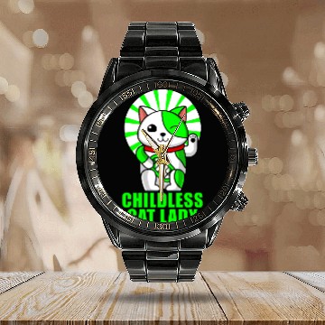 Discover childless cat lady Calendar Steel Band Watch