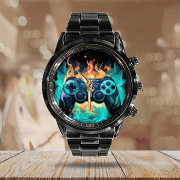 Discover Control all the Things Video Game Controller Calendar Steel Band Watch