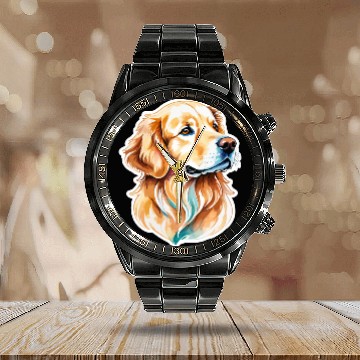 Discover Golden Retriever Golden Retriever Calendar Steel Band Watch