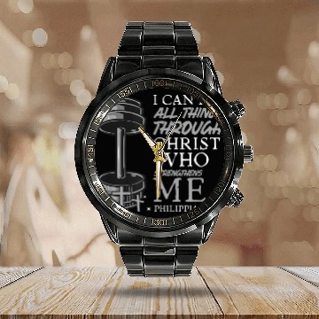 Discover Weightlifter Christian Bible Verse Calendar Steel Band Watch