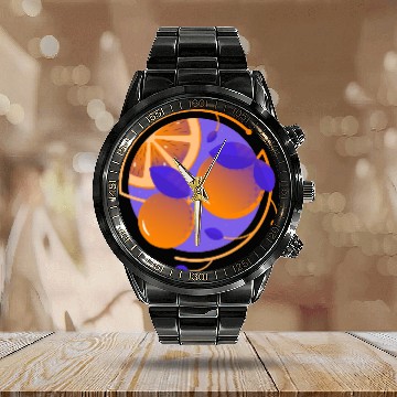 Discover Orange Fruit Calendar Steel Band Watch