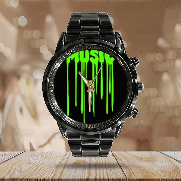 Discover Music Quote Party Green Slime Graffiti Spray Calendar Steel Band Watch