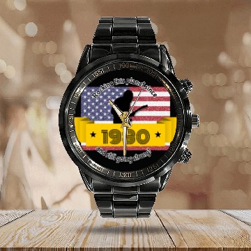 Discover 44th birthday Rocking this planet since 08/1980 Calendar Steel Band Watch