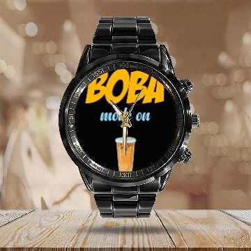 Discover Boba Mode On Tea Lover Bubble Japan K-pop Korean Calendar Steel Band Watch