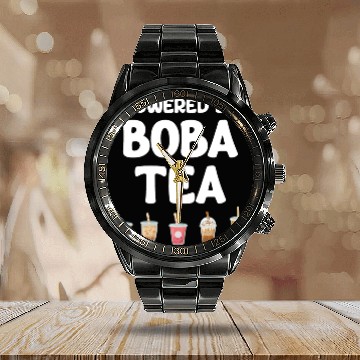 Discover Powered By Boba Tea Bubble Japan K-pop Korean Calendar Steel Band Watch