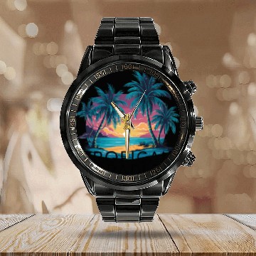 Discover TROPICAL PARADISE Calendar Steel Band Watch