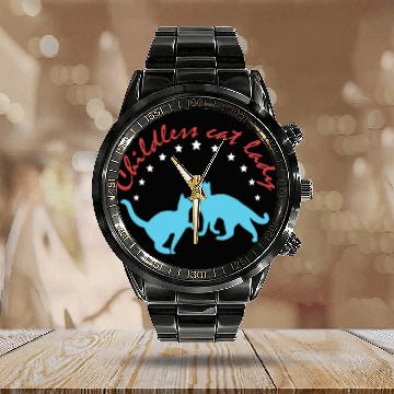 Discover Vintage And Retro Funny Childless Cat Lady Calendar Steel Band Watch
