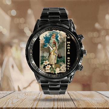 Discover Ave Maria Schubert Latin Mass Blessed Mother Mary Calendar Steel Band Watch