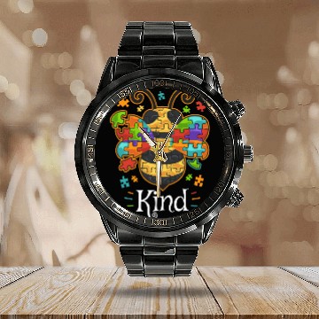 Discover Autism Awareness Autism Spectrum Neurodiverse Calendar Steel Band Watch