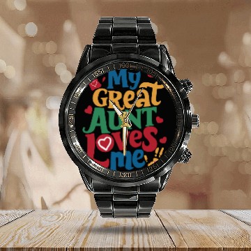 Discover Handprint My Great Aunt Loves Me Calendar Steel Band Watch