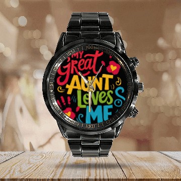 Discover Handprint My Great Aunt Loves Me Calendar Steel Band Watch