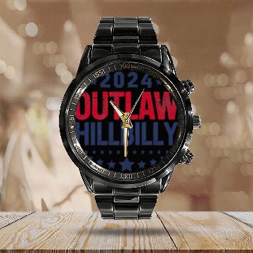 Discover Trump Vance 2024 Outlaw Hillbilly US Flag Calendar Steel Band Watch