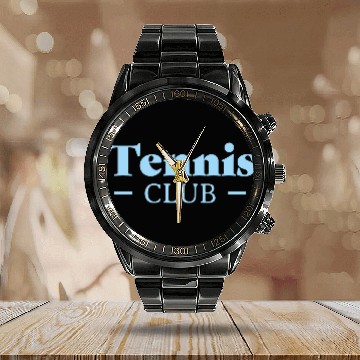 Discover Tennis Club - Pocket Print Calendar Steel Band Watch