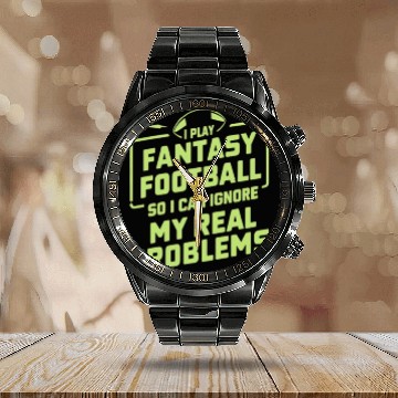 Discover FUNNY FANTASY FOOTBALL Calendar Steel Band Watch