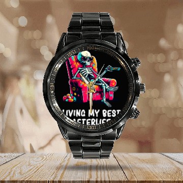 Discover Skeleton - Skeleton Humor - Skeleton Dark Humor Calendar Steel Band Watch
