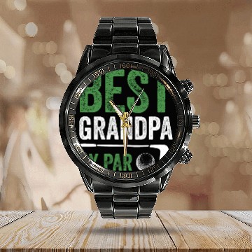 Discover Golfer Grandpa Funny Golf Papa Grandfather Gift Calendar Steel Band Watch