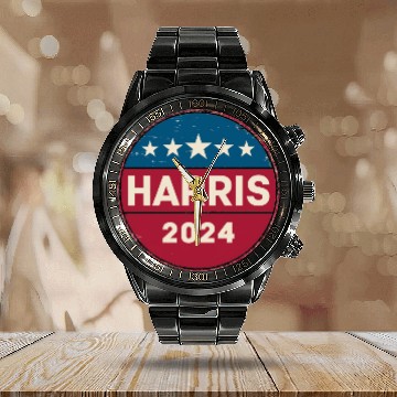 Discover Retro Kamala Harris 2024 Calendar Steel Band Watch