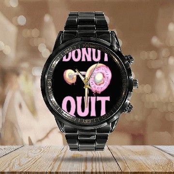 Discover Donut Quit Delicious Motivation Cool Calendar Steel Band Watch