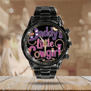 Discover Daddy's Little Cowgirl Calendar Steel Band Watch