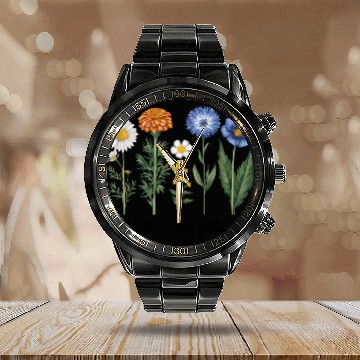 Discover Little Wildflower Calendar Steel Band Watch