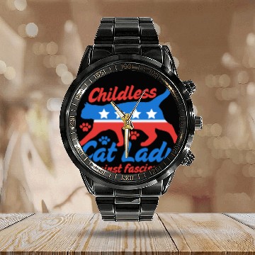 Discover Childless cat Lady 2024 election campaign Calendar Steel Band Watch