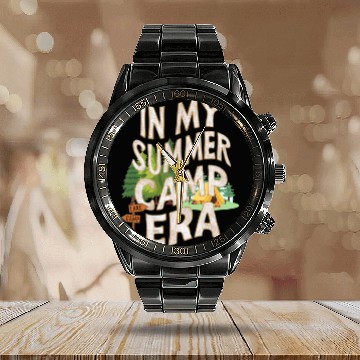 Discover Cute In My Summer Camp Era Groovy Friend Crew Calendar Steel Band Watch