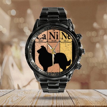 Discover Rough Collie Periodic Table Elements Dog Lover Calendar Steel Band Watch