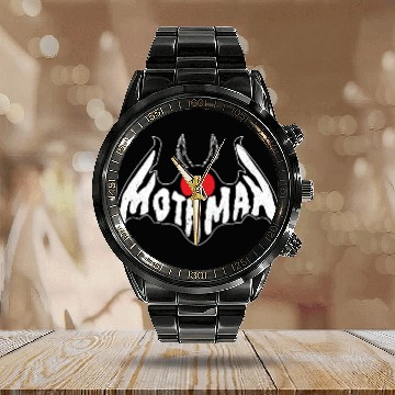 Discover Mothman Monster Creepy Cryptid Calendar Steel Band Watch