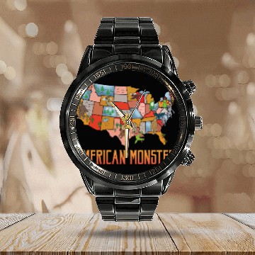 Discover American Monsters Cryptid Monsters Myth Creatures Calendar Steel Band Watch