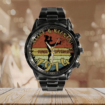 Discover 50th birthday Alive and kickin since 09/1974 Calendar Steel Band Watch