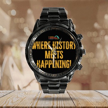 Discover Where History Meets Happening! Calendar Steel Band Watch