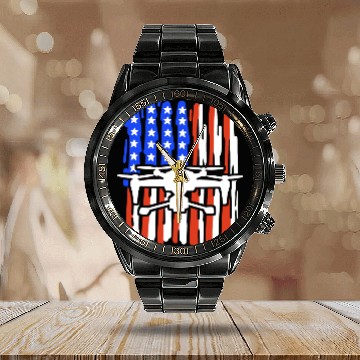 Discover Drone American Flag Quadcopter Calendar Steel Band Watch