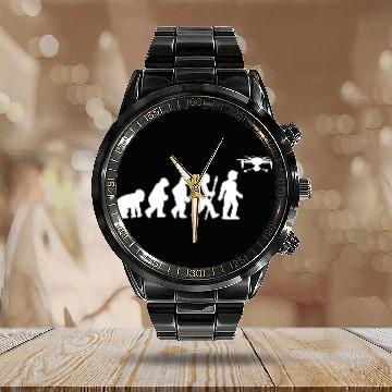 Discover Drone Pilot Evolution Quadcopter Calendar Steel Band Watch