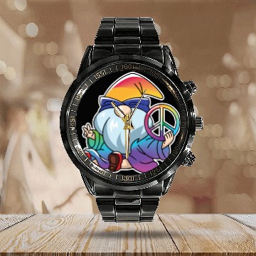 Discover Peace Gnome Gnomes Dwarves Lgbtq Calendar Steel Band Watch