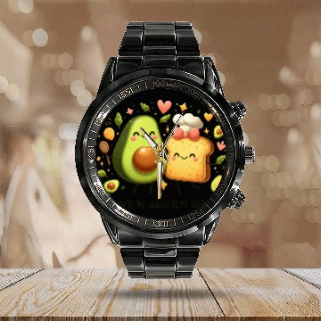 Discover Funny Avocado Toast Calendar Steel Band Watch
