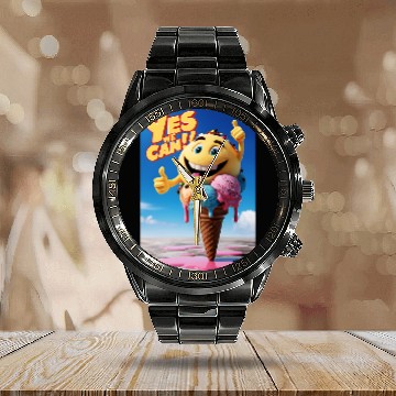 Discover Ice Cream, Gift For Ice Cream Lovers Calendar Steel Band Watch