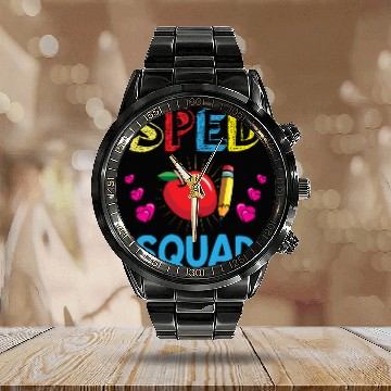 Discover Sped Teacher special education teacher quad Calendar Steel Band Watch
