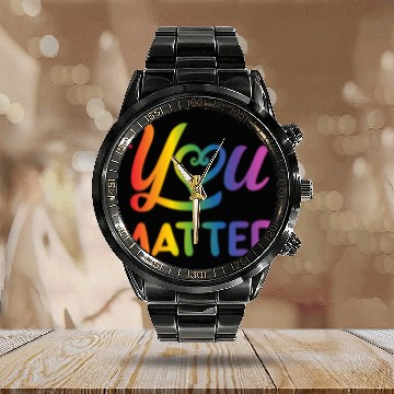 Discover LGBT You Matter Transgender Lesbian Rainbow Gay Calendar Steel Band Watch