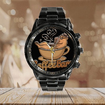 Discover Coffeebara Capybara Coffedrinker Calendar Steel Band Watch
