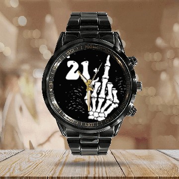 Discover I Am 21 Plus Middle Finger - 22nd Birthday Calendar Steel Band Watch