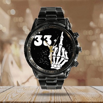Discover I Am 33 Plus Middle Finger - 34th Birthday Calendar Steel Band Watch