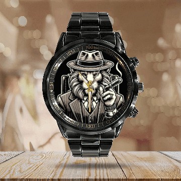 Discover Mobster Gangster Mafia Organized Crime Boss Calendar Steel Band Watch