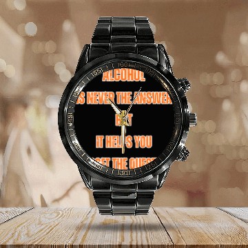 Discover Humorous Alcohol Meme Typography Calendar Steel Band Watch