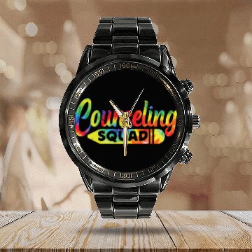 Discover School Counselor Tie Dye Calendar Steel Band Watch