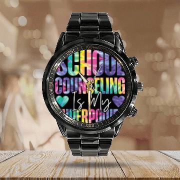 Discover School Counselor Tie Dye School Calendar Steel Band Watch